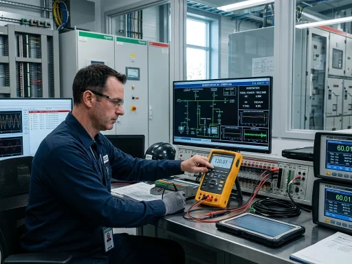 Engineer using precision measurement equipment in clean energy facility (AI Generated Image)