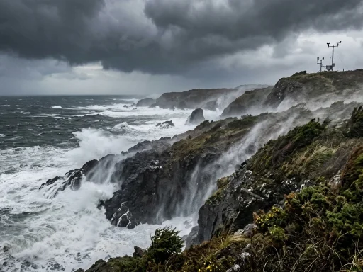 Extreme ocean storm with violent wind gusts representing 408 km/h record speed (AI Generated Image)